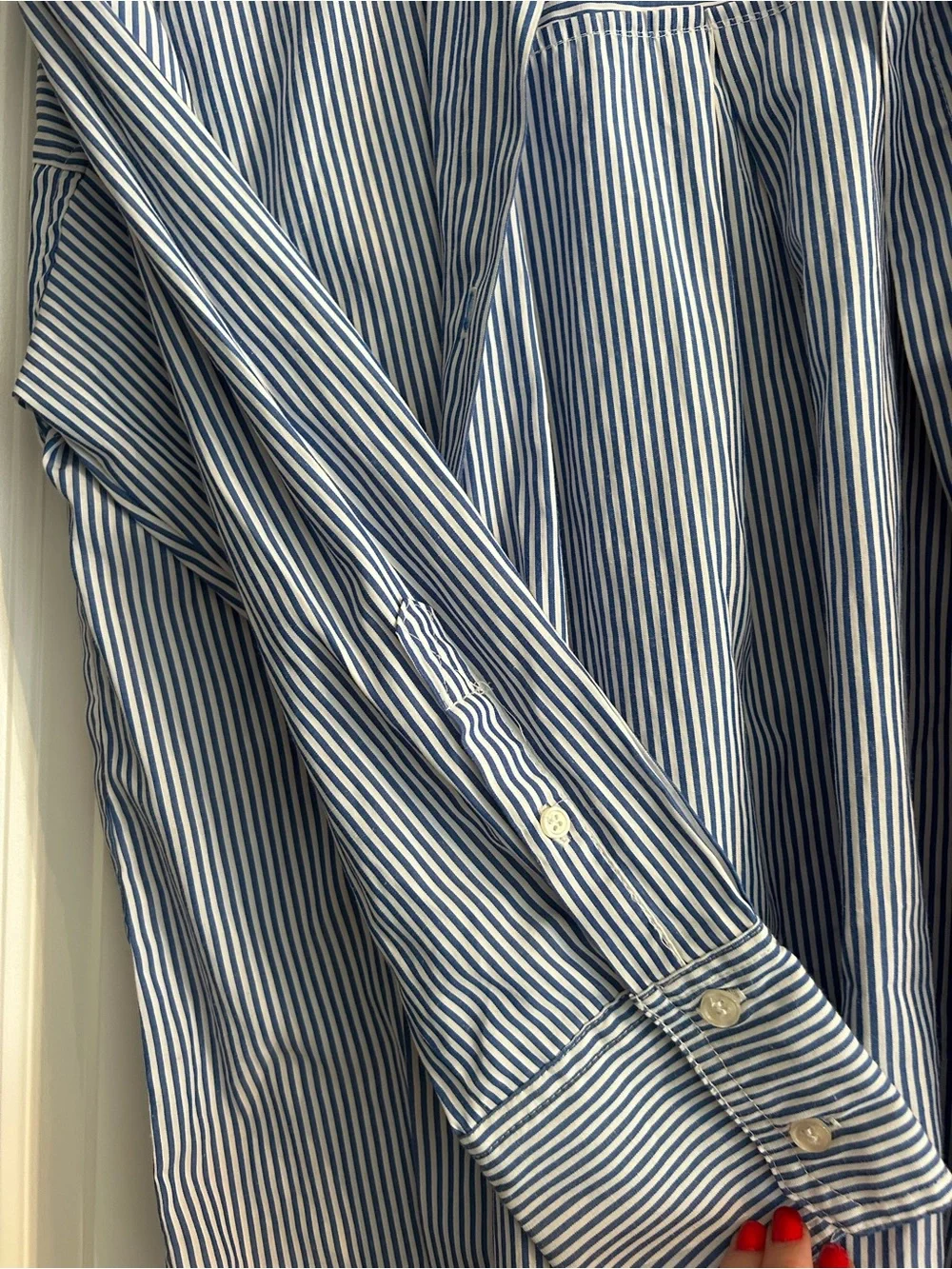 ZARA Womens Blue & White Striped Button-Up Shirt